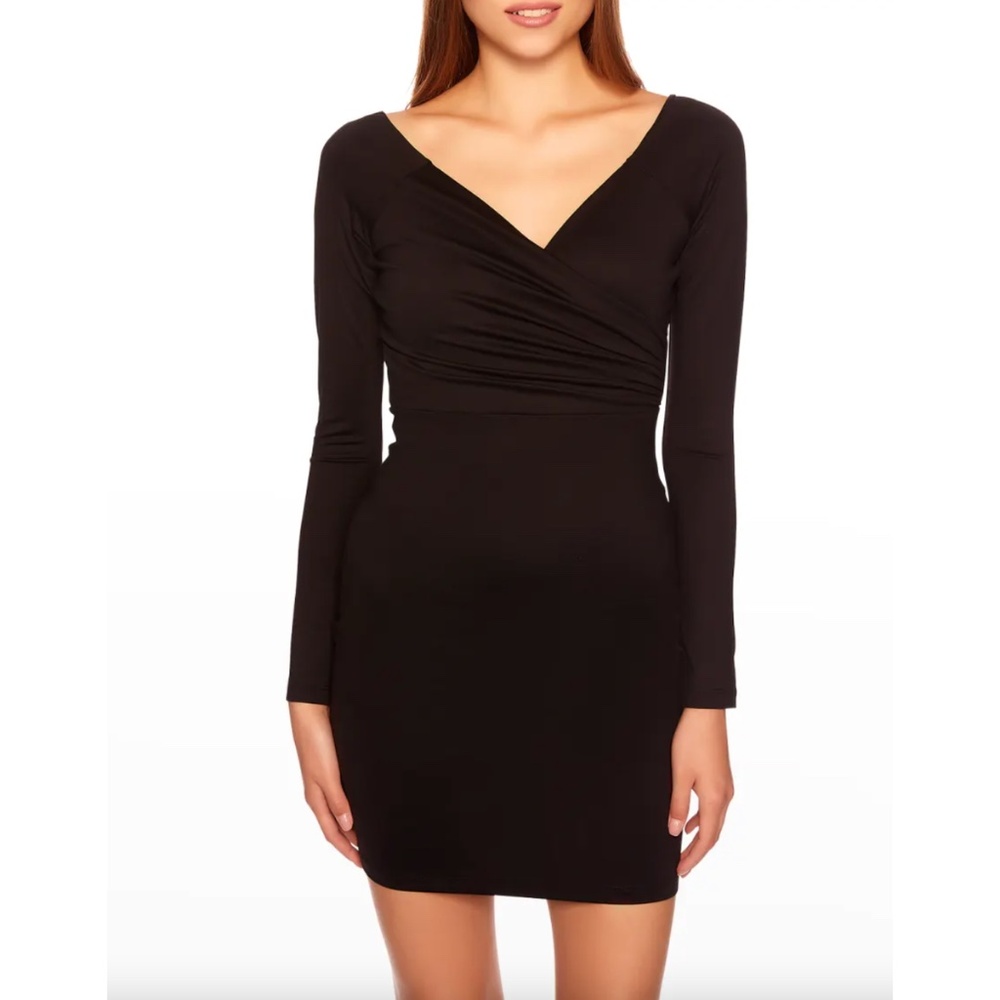 Susana Monaco Wrap Bodycon Mini Long Sleeve Dress